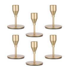 Kerzenständer Metall Kerzenhalter Gold Stabkerzenhalter: Candeldo 6er Set Kerzenhalter für Stabkerzen Kerzenleuchter Vintage Tisch Deko Hochzeit Weihnachten (Mattgolden)