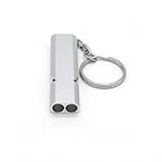 BJCBACD Visselpipa Outdoor whistle high-pitched double-hole whistle sports training wild life-saving supplies wilderness survival(Silver)