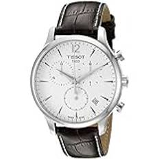 Tissot Kronograf kvartsur för män med läderrem T0636171603700, Silver/brun, En storlek, Rem