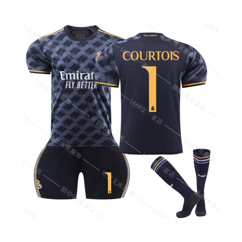 23/24 Nya Real Madrid Bortafotbollsträningsskjortkit (Nr 1 COURTOIS)