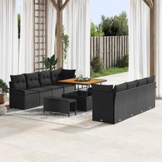 vidaXL Havesofa Sæt med pude med pude 11 pcs Sort 100 x 100 x 71 cm