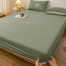 1 st tvättat fast påslakan, passar madrassdjup upp till 35 cm - Grön (Multi-size)