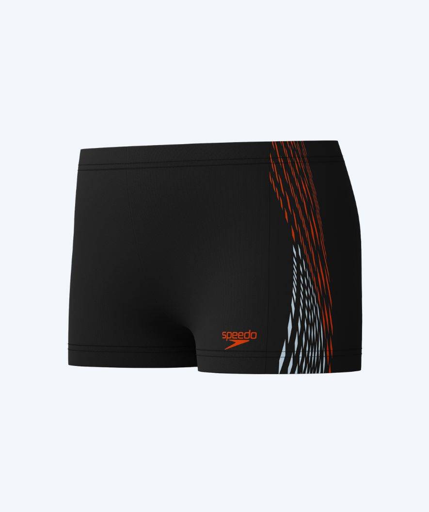 Speedo aquashorts för pojkar - Plastisol Placement - Svart/Röd - Badbyxor barn (0-16 år)