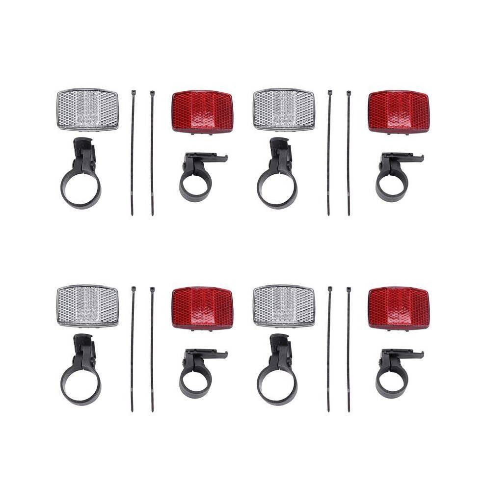 4 Pair Cycle Bicycle Bike Light Reflector Rear Front for Handlebar & Saddle Bar
