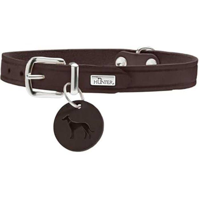 Halsband - HUNTER - Aalborg 32 - Mjukt Koskinn - Mörkbrunt - Storlek Medium brun