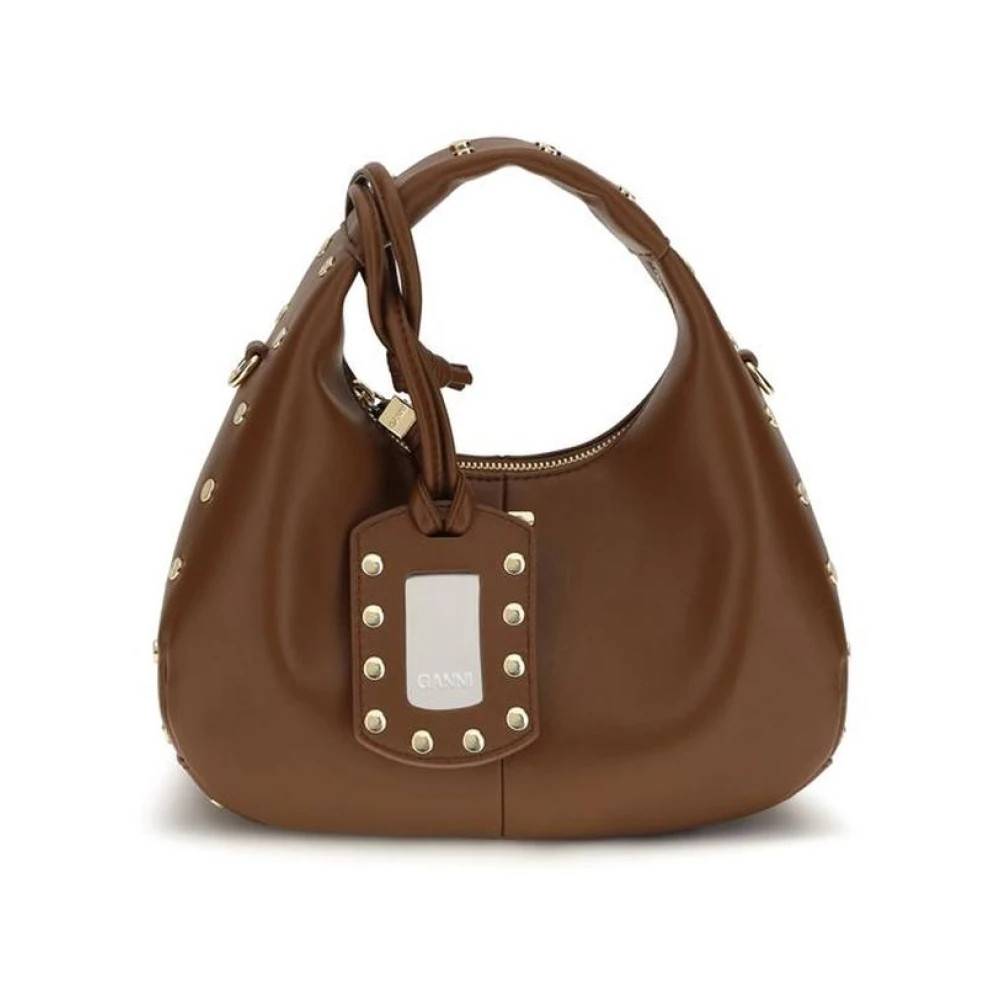 Ganni Mini Nitte Hobo Skuldertaske - Tasker - Dame - Brun - ONE SIZE - Uld