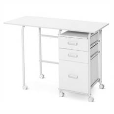 Foldebord med Hjul Computerbord 105 x 50 x 75 cm Hvid