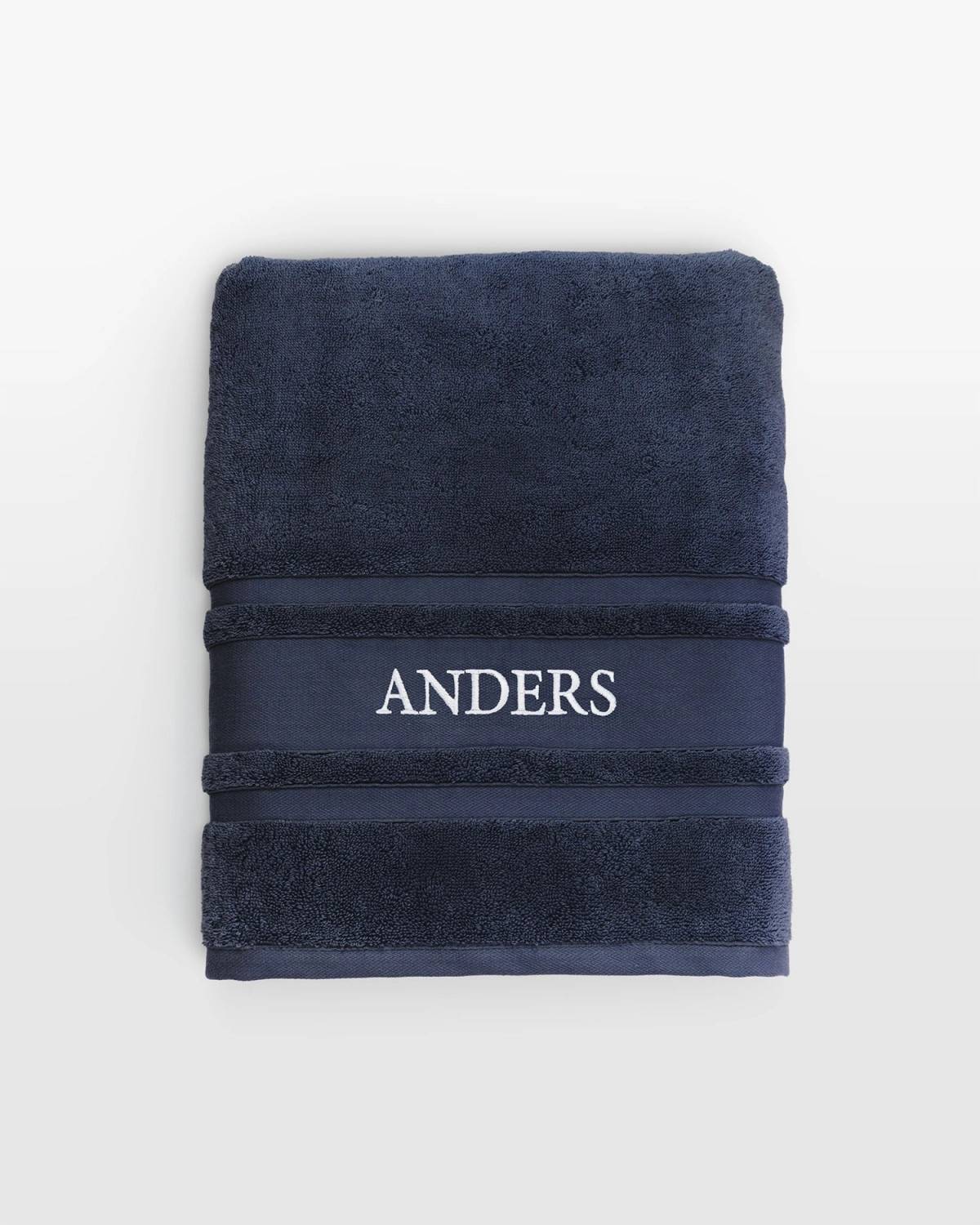 Håndklæde med navn, marineblå