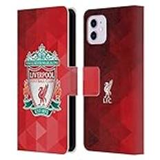 Head Case Designs Officiellt Licensierade Liverpool Football Club Röd Geometrisk 1 Crest 1 Läder Book Plånboksfodral Kompatibelt med Apple iPhone 11