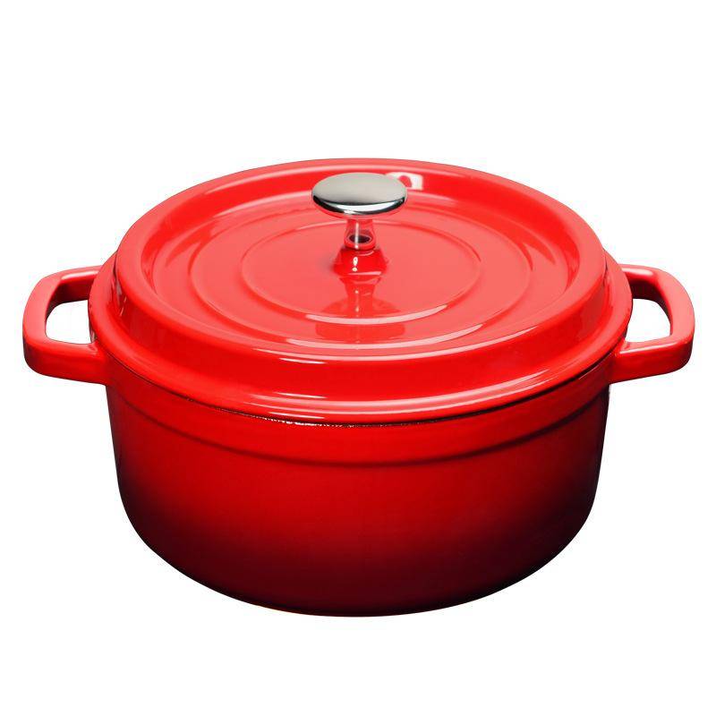 Emaljerad gjutjärnsgryta med lock 4,7L Nonstick-panna för brödbakning Gryta Emaljbeläggning För Alla Värmekällor gray