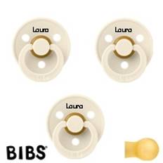 BIBS Colour Sutter med navn str2, 3 Ivory, Runde latex, Pakke med 3 sutter