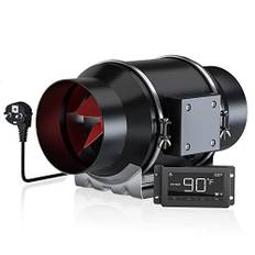 Aruobru Rohrventilator Ø 150 mm 595 m³/H Abluftventilator mit Temperatur- und Feuchtigkeitsregler für Booster, Zuchtzelte, Hydroponik, Landwirtschaft, Gewerbe, Zuhause, Badezimmer, Fabrik