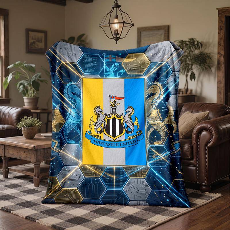 Newcastle United Fotbollstryck Flanellfilt Mjuk Varm Soffa Säng Pläd Filt För Hemmakontor Sovrum