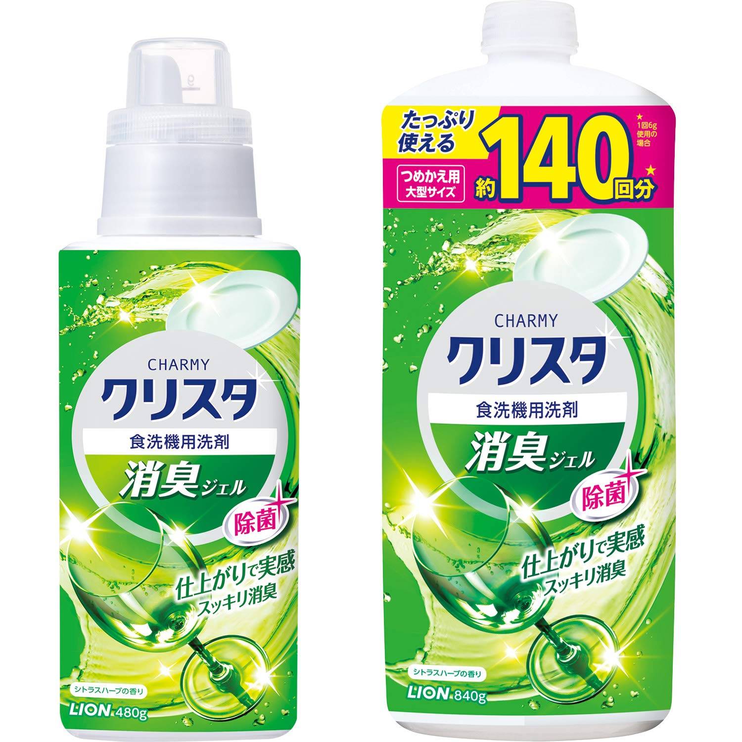 CHARMY Crystal Gel CHARMY Crystal Deodorizing Refreshing Deodorizing Dishwasher 480g 840g Refill (Bulk Purchase) Gel, Finish, Detergent, +