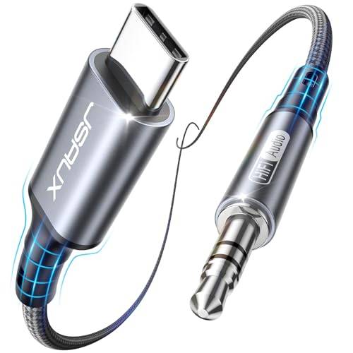 JSAUX USB C till Aux-kabel 1 m, USB typ C till jack kabel 3,5 mm Audio Aux, hållbar, kompatibel med iPhone 17 Air Pro Max/16/15, Galaxy S25/S24/S23 Ultra, iPad Pro, Pixel, Huawei P40, bilhögtalare