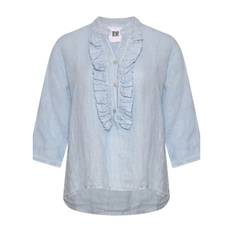 TIFFANY Harper Ruffle Blouse Linen, Light Blue