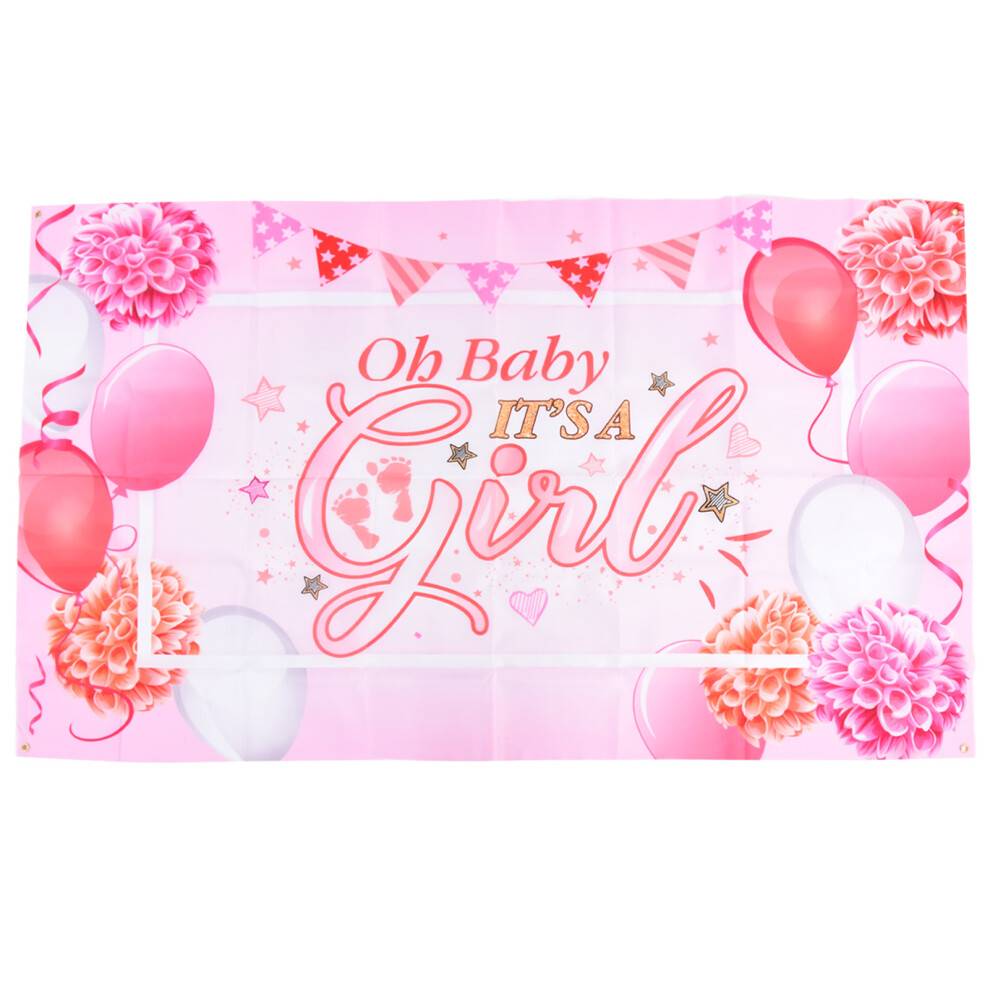 Smukke mønstre til babyshowerdekorationer, slidstærkt materiale til fotobaggrund til kønsafsløringsbegivenheder, brugervenligt banner i levende