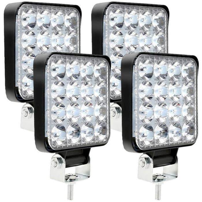 4 x LED arbetslampa 12V 24V Arbetsljus 16 LED 48W, Vattentäta IP67 offroad arbetslampor djup för traktor A11