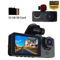 1st, Dash Cam Fram och Insida, Dash Camera för bilar, 1080P FHD DVR Bil Dashboard Kamera med 32GB SD-kort, Med Loop Recording, 2 Inch Display - Med 32G-kort