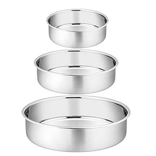 TEAMFAR rund bakform set om 3, rund kakform av rostfritt stål, Ø 10/16/20 cm, hälsosam och giftfri, polerad, lätt att rengöra och diskmaskinssäker