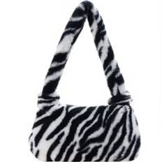 Kvinnor kotryck mini axelväskor kvinnlig vinter plysch underarm väskor leopard zebra mönster fluffiga tygväskor små plånböcker