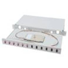 DIGITUS Fiber Splice Box, 1U, Equipped 6x LC dupl, ex, incl. M 25 Screw, Splice Cassette OM4 Color Pi, gtails, Adapter