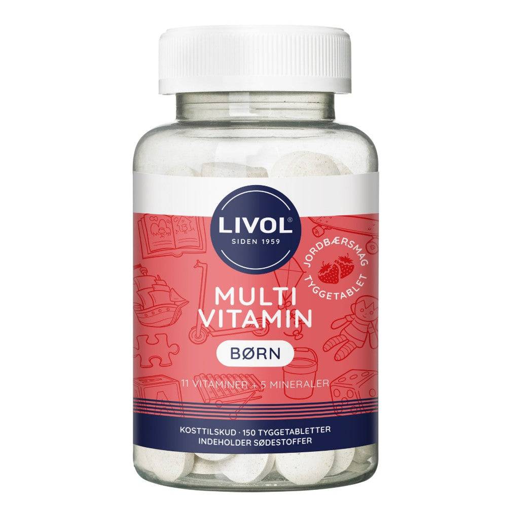 Livol Multivitamin Tygge Børn Jordbær 150 stk - Kosttilskud