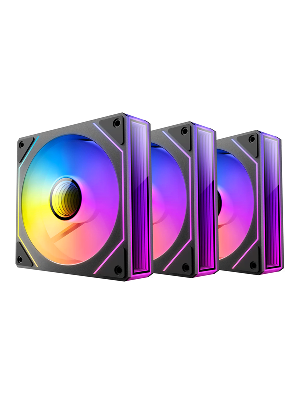 DUTZO INF 120 PWM ARGB (3-pack) - Kabinet køler - 120mm - Sort med RGB LED lys - 28 dBA