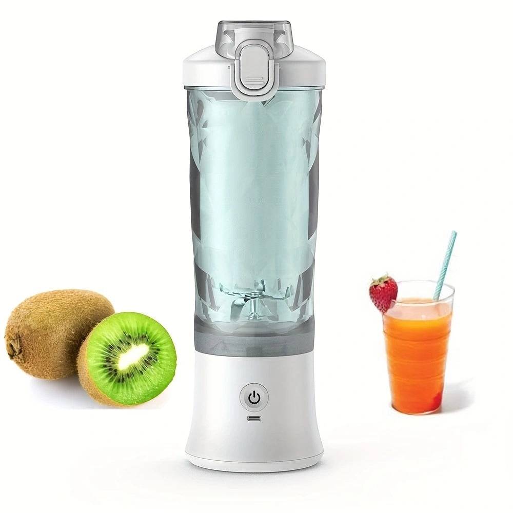Portable Blender 600ML Electric Juicer Fruit Mixers 4000mAh USB Rechargeable Smoothie Mini Blender Personal Juicer Colorf - White