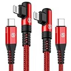 SWECENT USB C till Lightning Kabel 90 grader [2Pack 2m],snabbladdningskabel Power Delivery USB C Lightning iPhone-laddare Nylonflätad för iPhone 14/13/12/11/Pro/X/XS/XR/8/8 Plus/7/7 Plus/6s/6s Plus