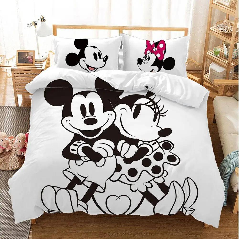 Mickey och Minnie vit påslakan för barnrum, 140 x 210 cm