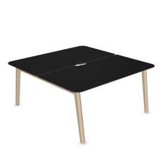 Dubbelskrivbord Nova Wood - HPL, Bredd 140 cm, Utförande Ash Stained Light Grey / Fenix Black