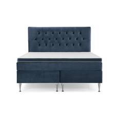 Royal Velvet Komplett Sängpaket 180x200 cm - Mörkblå med Höga Silverben Kontinentalsäng Blå