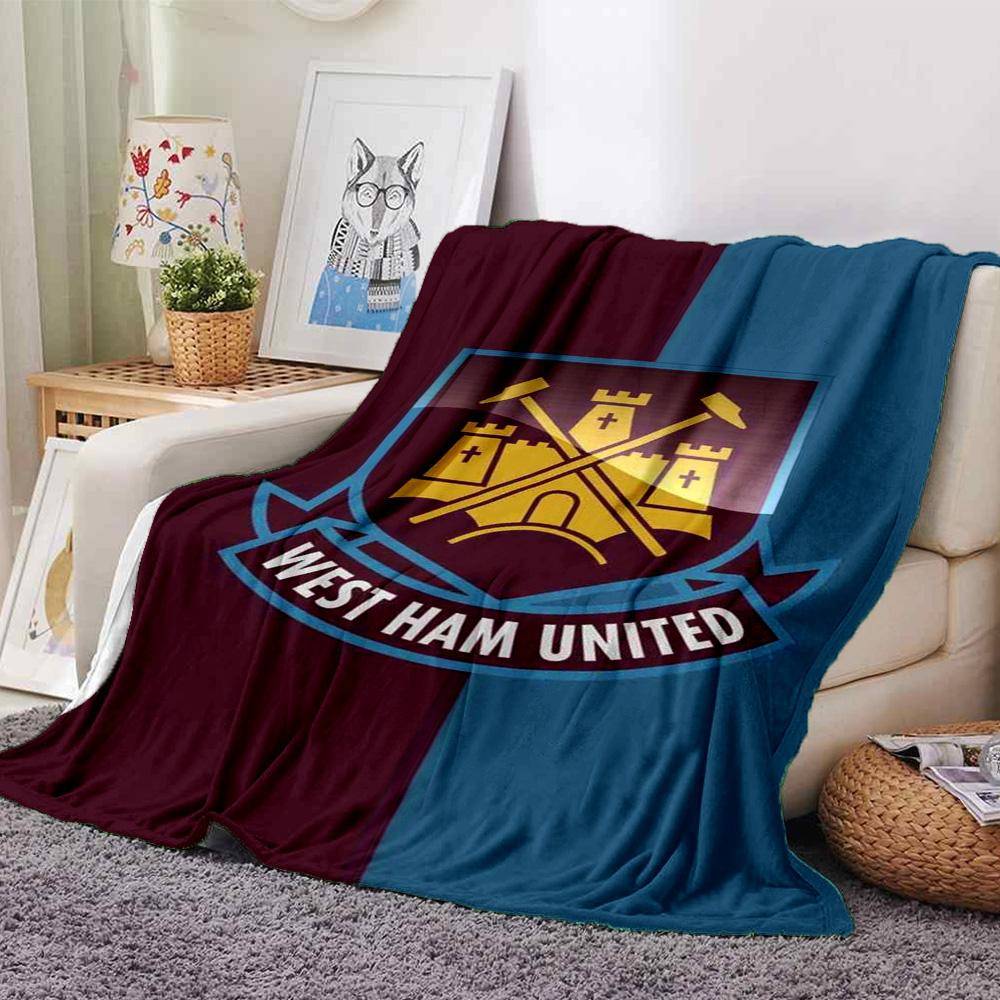 West Ham United Tryck Flanellfilt Högkvalitativ Varm Bekväm Filt för Alla Årstider Perfekt för Gåvor Heminredning