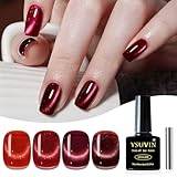 uv Cat Eye, 4 färger röd Crystal Cat Eye Gel nagellack med magnetisk penna blötläggning för nybörjare gör-det-själv nagelkonst manikyrsalong, 8 ml