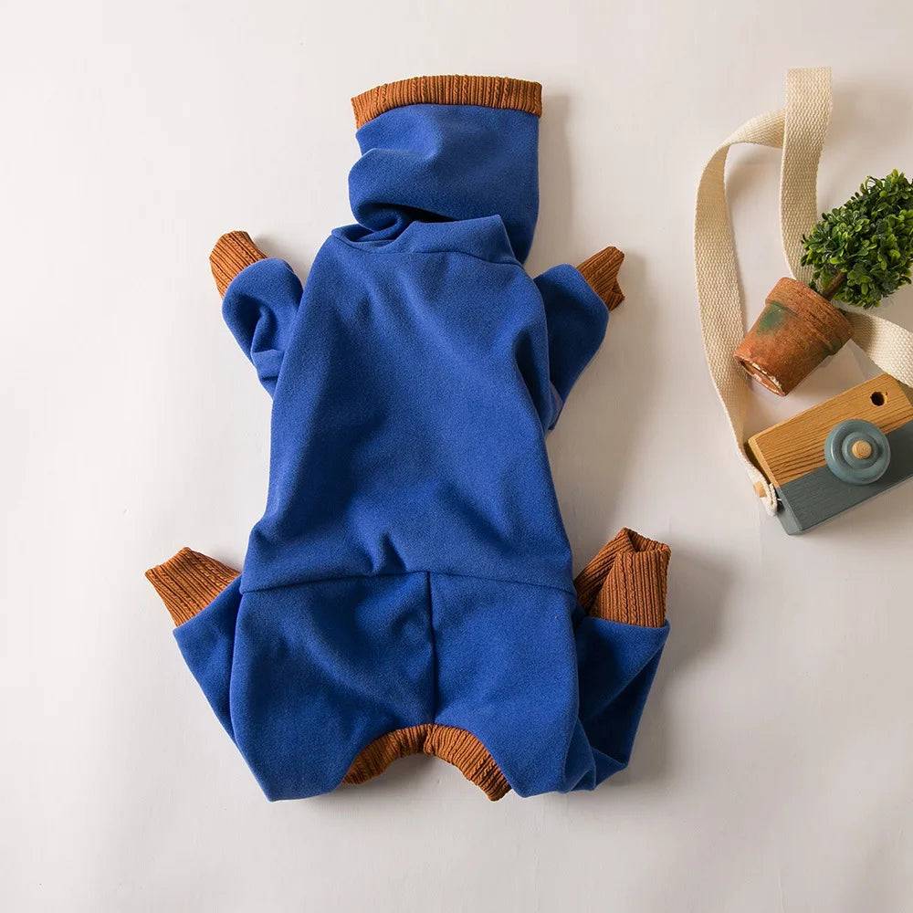 High-Neck Plush Dog Jumper — Four-Legged Warm Base Layer - blue / XL (XL)