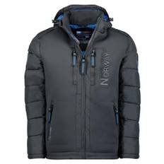 Geographical Norway Beachwood vadderad jacka för män, varm jacka, vinterfoder, vindtät jacka med långa ärmar, kvalitetsstoppat lätt tyg, Mörkgrå, XXL