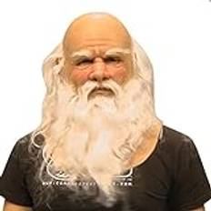 Monozoz Silikon huvudbonad, vuxen jultomte skägg peruk hatt set, jultomten kostym deluxe latex ansikte ma sk värde realistisk huvudbonad, gammal man prestanda rekvisita