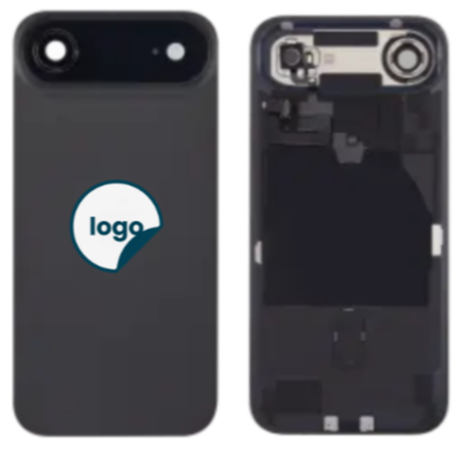 iPhone 17 Air bagglas med kameralinse + metalplade + Trådløs oplader flex + Magsafe magnet + Flashlight flex - Pull A (Space Black)