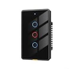 Zigbee Touch Switch Remote Control for för Tuya for Zigbee Smart Home Simple Live Relay Wall Touch Switch with Type C Powered Switches and Sockets (Black 3 Gang)