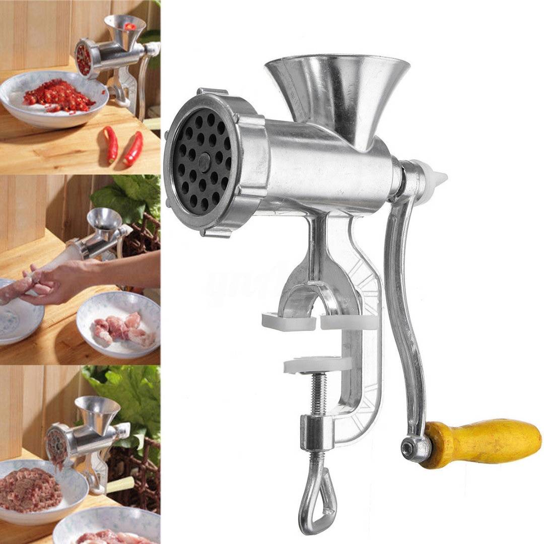 Manuell köttkvarn pastamaskin handdriven nötkött korvmaskin kök aluminiumlegering