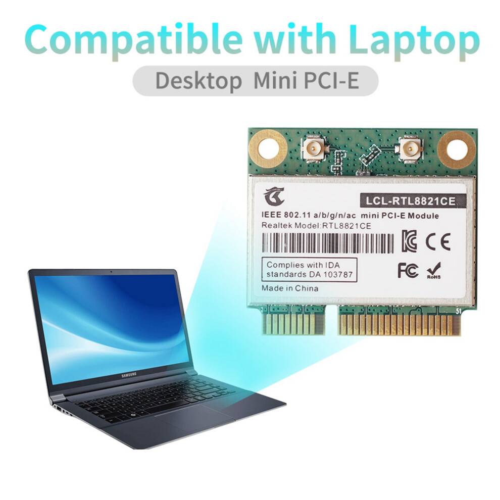 RTL8821CE 802.11AC for 4.2 433Mbps 2.4Ghz/5Ghz Dual Band PCIe WiFi CARD RTL8821 Support Laptop/PC
