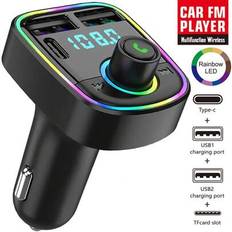 Olaf Car FM-sändare Bluetooth 5.3 Handsfree Car Kit Audio MP3 Modulator 3.1A Player Audio Receiver 2 USB Snabbladdare Kompatibel med IPhone, IPad, And - Svart-dubbel USB+typ-c (En-Storlek)