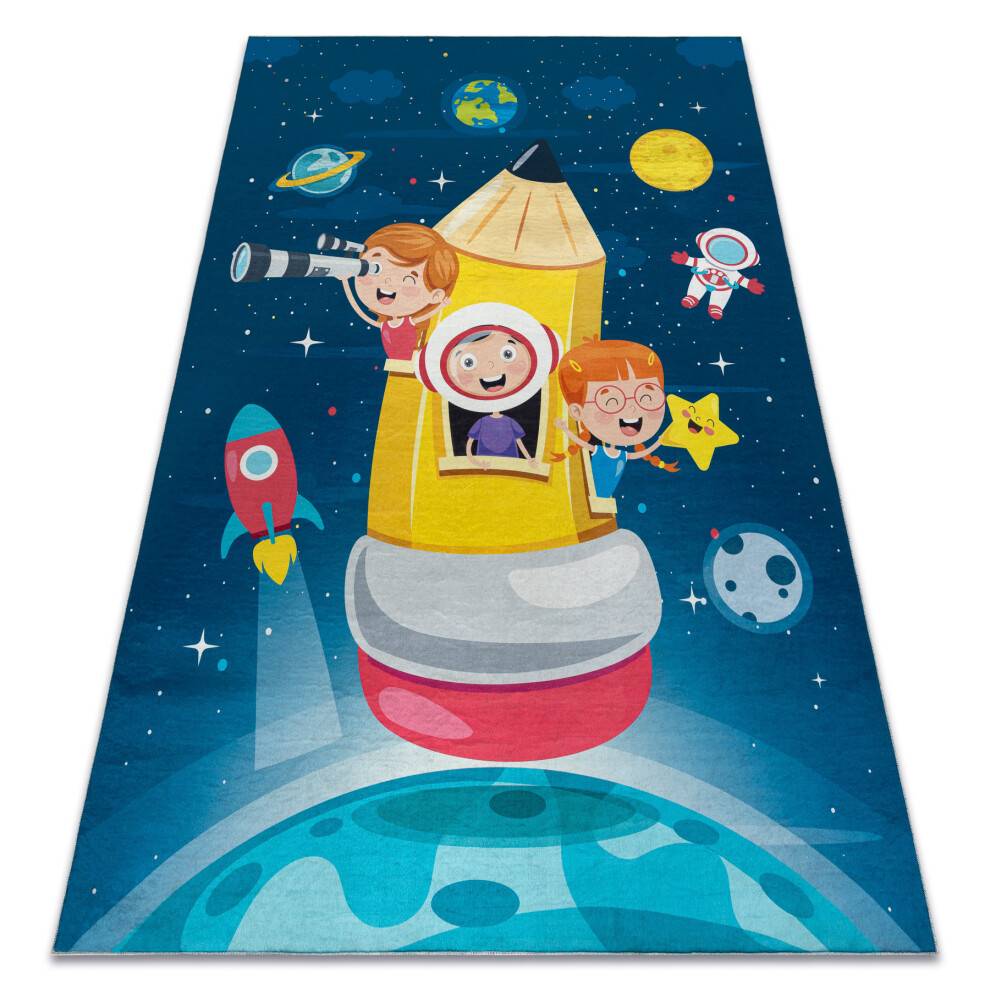 BAMBINO 42810 tvättmatta Nallebjörnen, piloten för barn halkskydd - blå / brun 160x220 cm