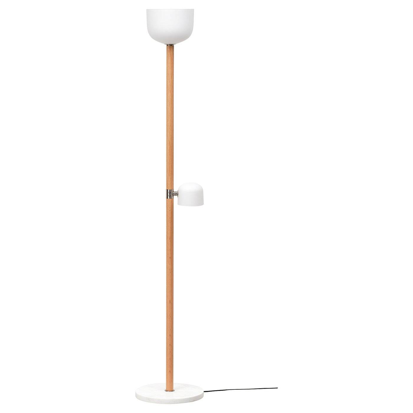 MOSSPLYM golvlampa uppljus/läslampa, opalvit glas/ek, 180 cm