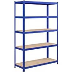 Yaheetech Hylla för tung belastning 180 x 120 x 45 cm förvaringshylla 5 hyllor metallhylla max. lastkapacitet för varje fack: 175 kg blå