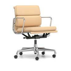 Vitra - Soft Pad Chairs EA 217, Förkromat, Läder: Kat. L40 - Leather Premium - 63 - Skrivebordsstole - Charles & Ray Eames - Beige