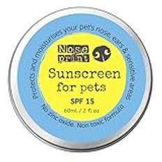 SPF 15 Solskyddsbalsam för husdjur 60 ml i tenn | Fuktgivande solskydd för hundar och katt giftfri formel hund näsa balsam hund tassbalsam (bunt spf 15 + naturligt tassbalsam 30 ml)