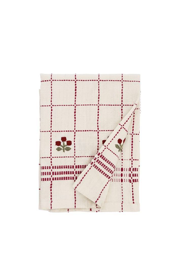VISKESTYKKE - vimmerby, off white, red & green