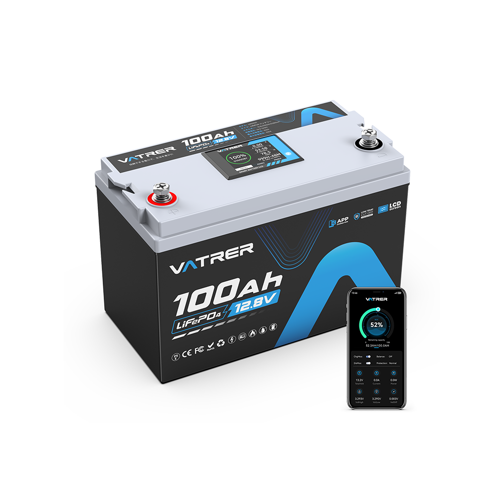 Vatrer 12V 100Ah LiFePO4 リチウム バッテリー 低温カットオフ & Bluetooth JP - 4 PACK(¥38,749/個)
